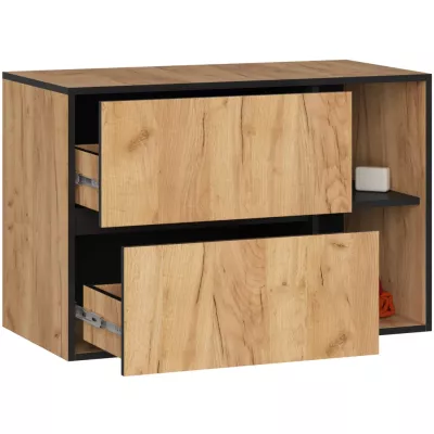 Badezimmerschrank unter dem Waschbecken MARLION - Craft Eiche / Schwarz