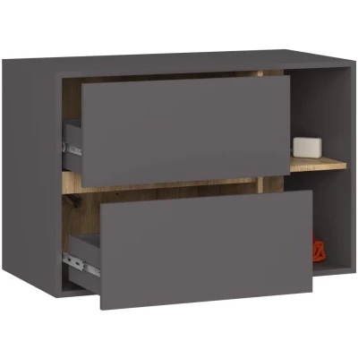 Badezimmerschrank unter dem Waschbecken MARLION - Grau / Artisan Eiche
