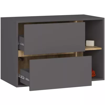 Badezimmerschrank unter dem Waschbecken MARLION - Grau / Artisan Eiche