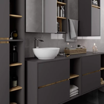 Badezimmerschrank unter dem Waschbecken MARLION - Grau / Artisan Eiche