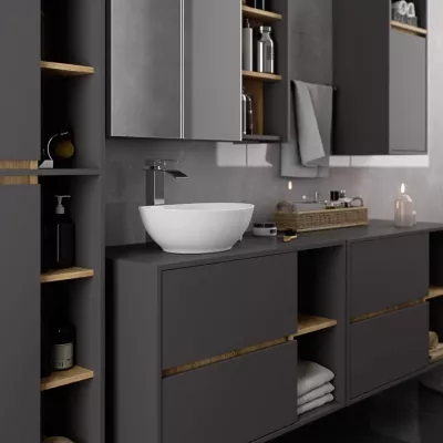 Badezimmerschrank unter dem Waschbecken MARLION - Grau / Artisan Eiche
