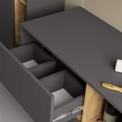 Badezimmerschrank unter dem Waschbecken MARLION - Grau / Artisan Eiche