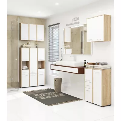 MERALYA Unterschrank für Badezimmer - Sonoma Eiche / Weiß