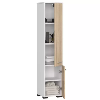 Badezimmerschrank MERALYA - weiß / Sonoma Eiche