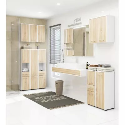 Badezimmerschrank MERALYA - weiß / Sonoma Eiche
