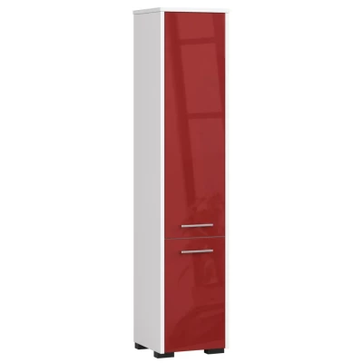 Badezimmerschrank MERALYA - weiß/rot glänzend