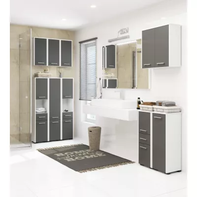 Badezimmerschrank MERALYA - weiß/grau