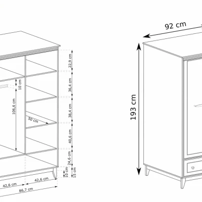 Zweitüriger Kleiderschrank 92 cm ELLENSBURG - Kaschmir
