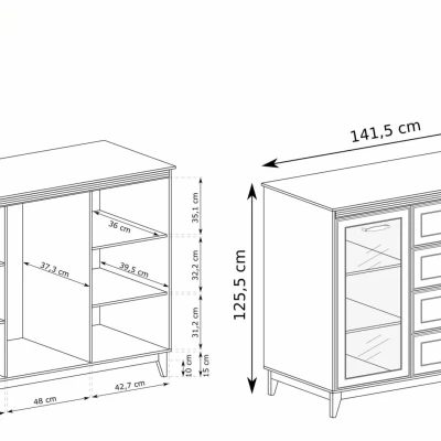 Kommode mit Glastüren ELLENSBURG - Kaschmir