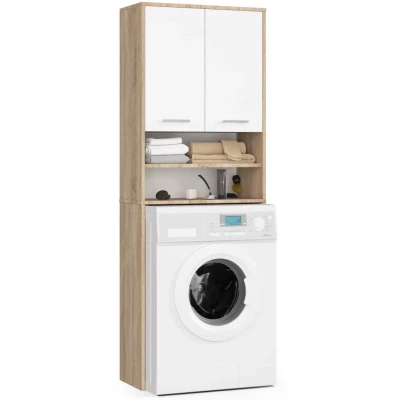 Badezimmerschrank über der Waschmaschine MERALYA - Sonoma Eiche / Weiß