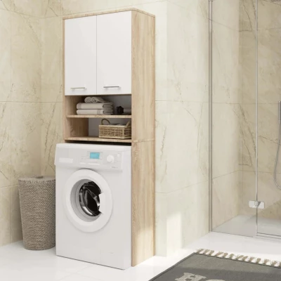 Badezimmerschrank über der Waschmaschine MERALYA - Sonoma Eiche / Weiß