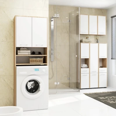 Badezimmerschrank über der Waschmaschine MERALYA - Sonoma Eiche / Weiß