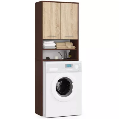 Badezimmerschrank über der Waschmaschine MERALYA - Wenge / Sonoma Eiche