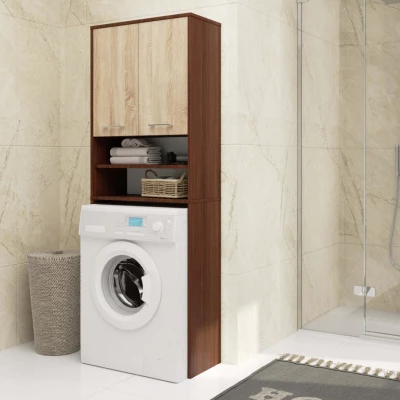 Badezimmerschrank über der Waschmaschine MERALYA - Wenge / Sonoma Eiche