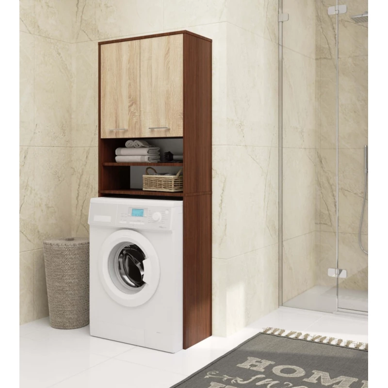 Badezimmerschrank über der Waschmaschine MERALYA - Wenge / Sonoma Eiche
