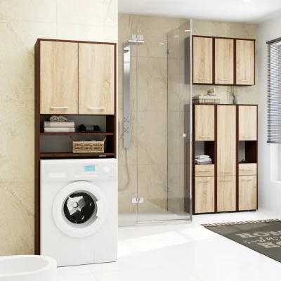 Badezimmerschrank über der Waschmaschine MERALYA - Wenge / Sonoma Eiche