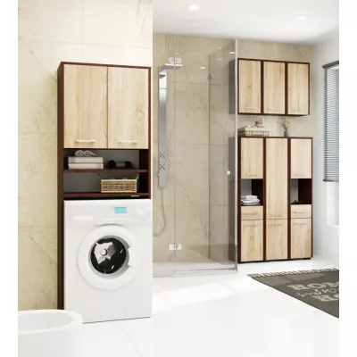 Badezimmerschrank über der Waschmaschine MERALYA - Wenge / Sonoma Eiche