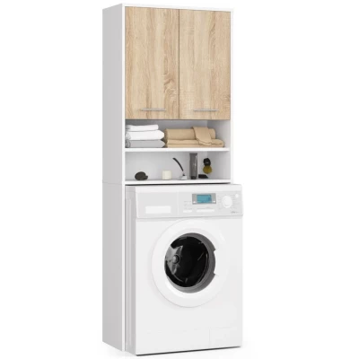Badezimmerschrank über der Waschmaschine MERALYA - weiß / Sonoma Eiche