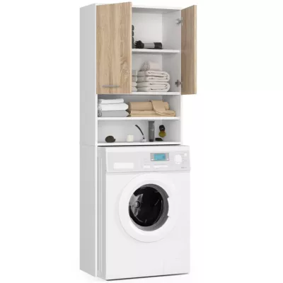 Badezimmerschrank über der Waschmaschine MERALYA - weiß / Sonoma Eiche