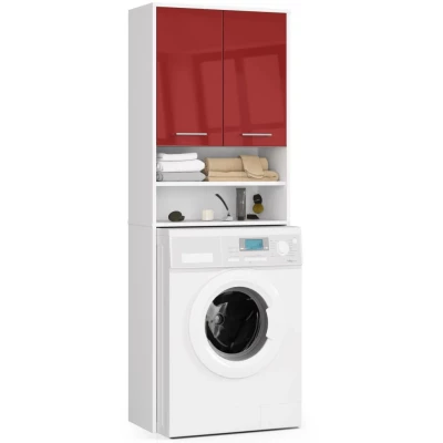 Badezimmerschrank über der Waschmaschine MERALYA - weiß/rot glänzend