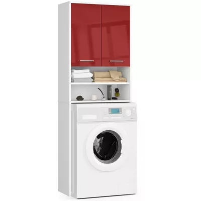 Badezimmerschrank über der Waschmaschine MERALYA - weiß/rot glänzend