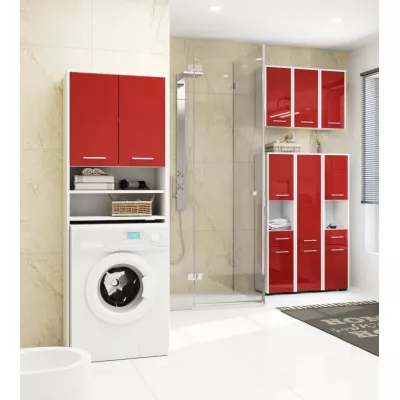 Badezimmerschrank über der Waschmaschine MERALYA - weiß/rot glänzend