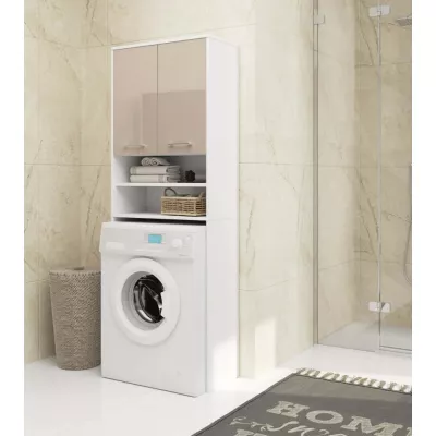 Badezimmerschrank über der Waschmaschine MERALYA - weiß / cappuccino glänzend