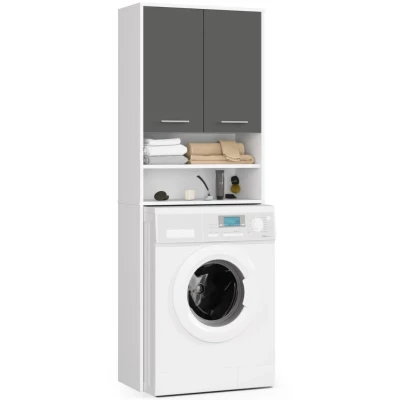 Badezimmerschrank über der Waschmaschine MERALYA - weiß/grau
