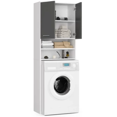 Badezimmerschrank über der Waschmaschine MERALYA - weiß/grau