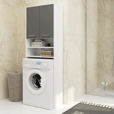 Badezimmerschrank über der Waschmaschine MERALYA - weiß/grau