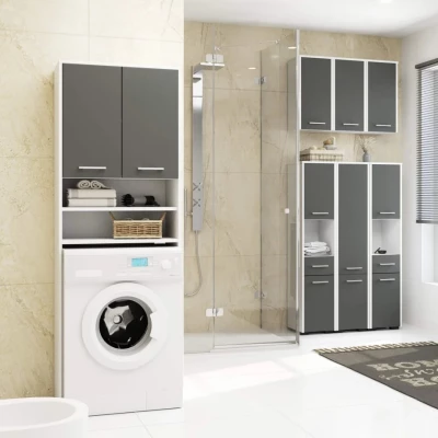 Badezimmerschrank über der Waschmaschine MERALYA - weiß/grau