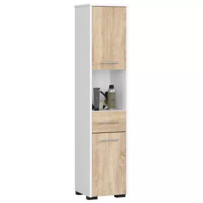 Badezimmerschrank mit Schublade MERALYA - weiß / Sonoma Eiche