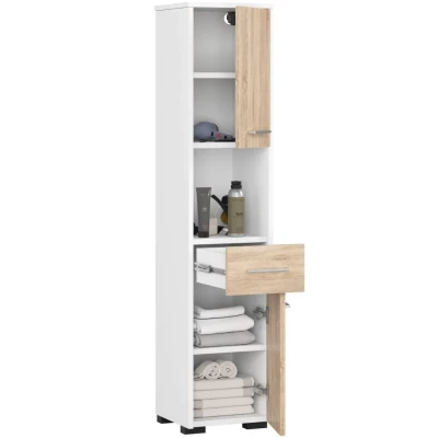 Badezimmerschrank mit Schublade MERALYA - weiß / Sonoma Eiche
