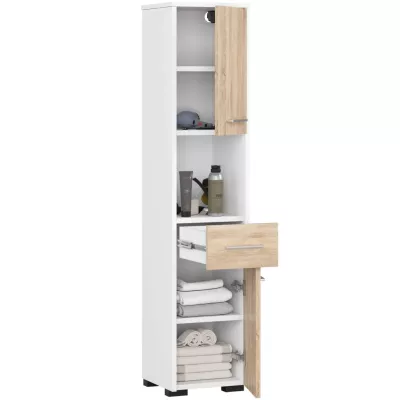 Badezimmerschrank mit Schublade MERALYA - weiß / Sonoma Eiche