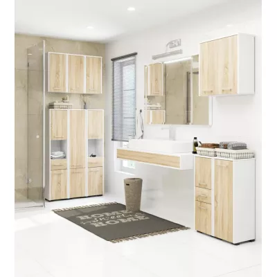 Badezimmerschrank mit Schublade MERALYA - weiß / Sonoma Eiche