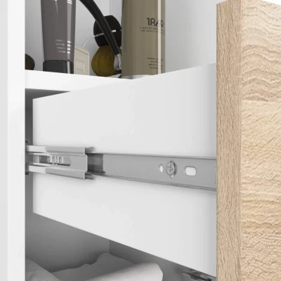 Badezimmerschrank mit Schublade MERALYA - weiß / Sonoma Eiche