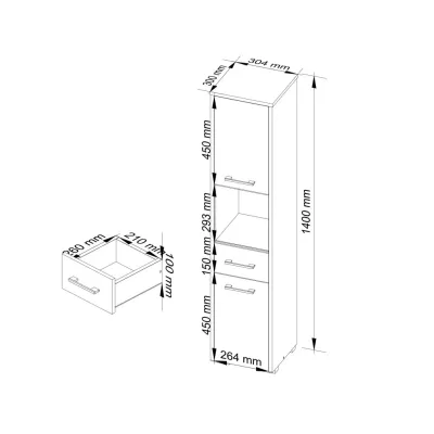 Badezimmerschrank mit Schublade MERALYA - Sonoma Eiche / Weiß
