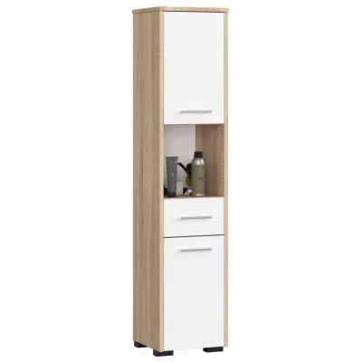 Badezimmerschrank mit Schublade MERALYA - Sonoma Eiche / Weiß