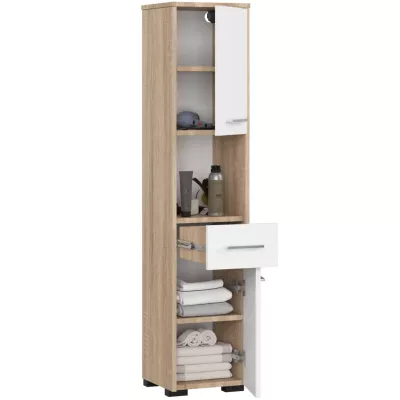 Badezimmerschrank mit Schublade MERALYA - Sonoma Eiche / Weiß