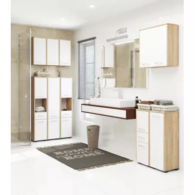 Badezimmerschrank mit Schublade MERALYA - Sonoma Eiche / Weiß