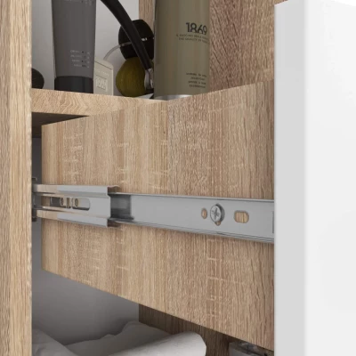 Badezimmerschrank mit Schublade MERALYA - Sonoma Eiche / Weiß