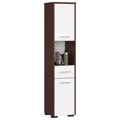 Badezimmerschrank mit Schublade MERALYA - Wenge/Weiß