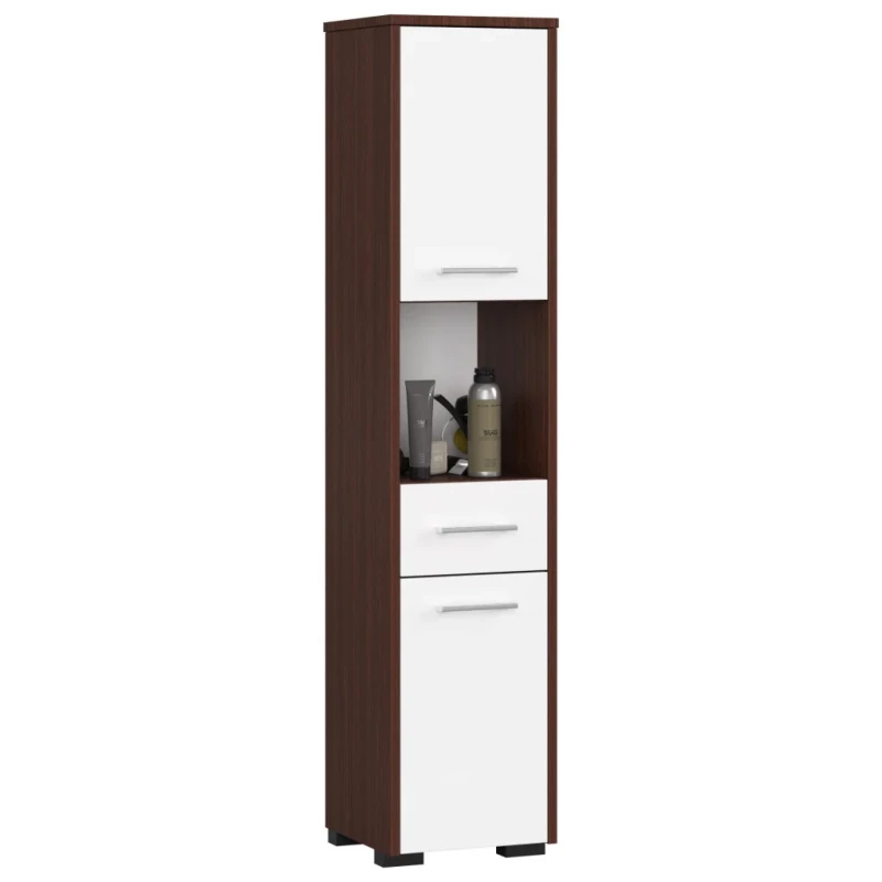 Badezimmerschrank mit Schublade MERALYA - Wenge/Weiß