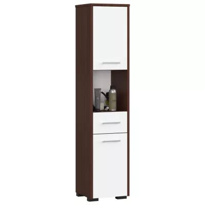 Badezimmerschrank mit Schublade MERALYA - Wenge/Weiß