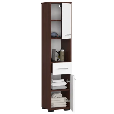 Badezimmerschrank mit Schublade MERALYA - Wenge/Weiß