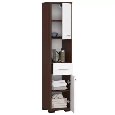 Badezimmerschrank mit Schublade MERALYA - Wenge/Weiß