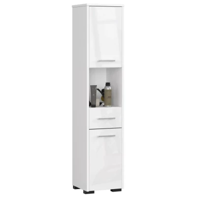 Badezimmerschrank mit Schublade MERALYA - weiß / weiß glänzend