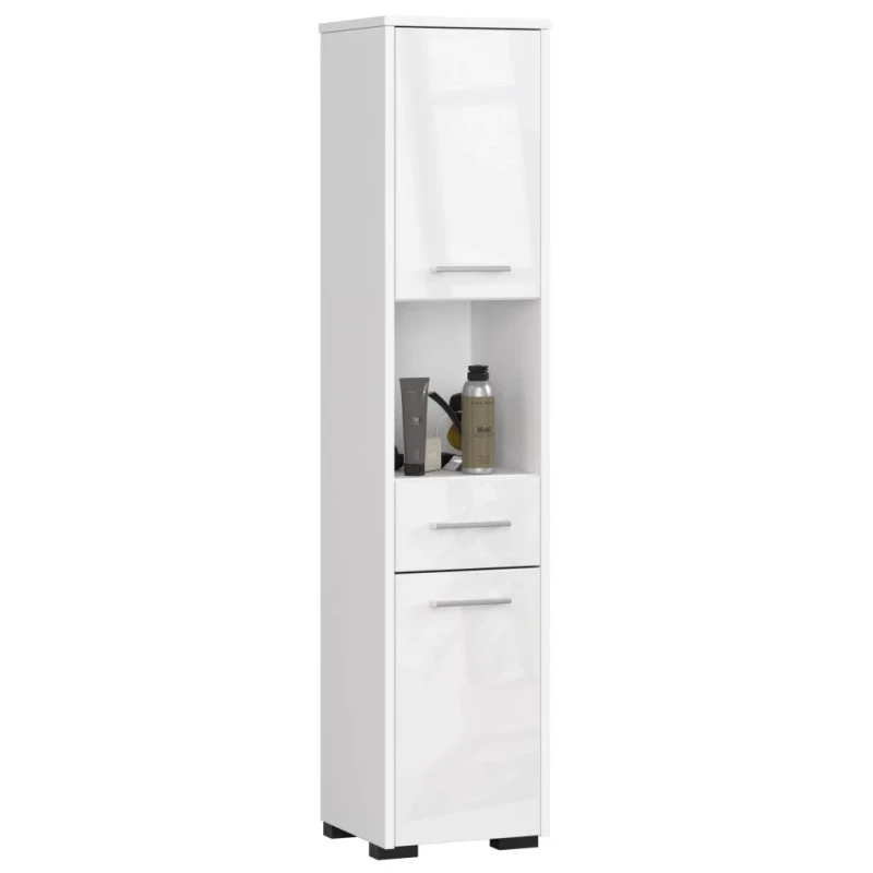 Badezimmerschrank mit Schublade MERALYA - weiß / weiß glänzend