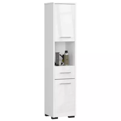 Badezimmerschrank mit Schublade MERALYA - weiß / weiß glänzend