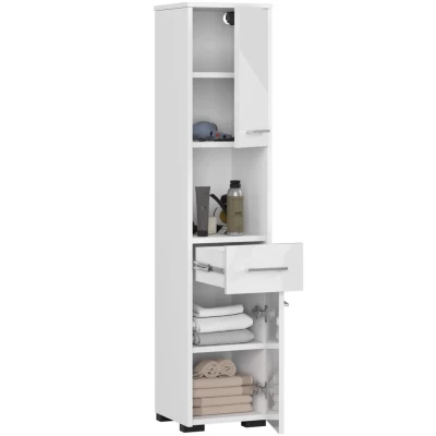 Badezimmerschrank mit Schublade MERALYA - weiß / weiß glänzend